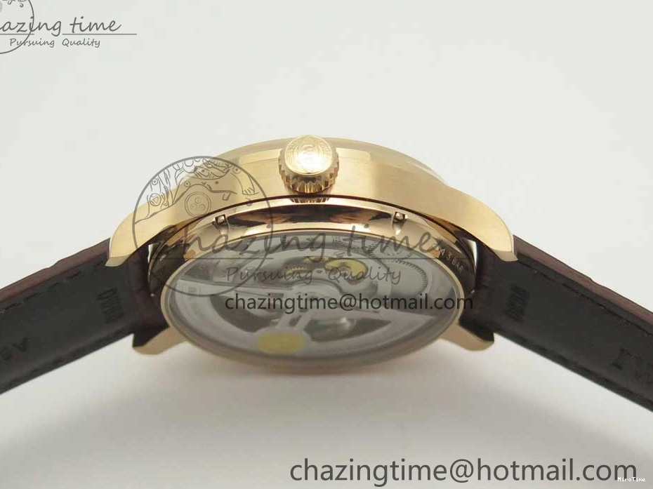 MIROTIME 0113 Portuguese Tourbillon IW5463 RG ZF Best Edition White Dial on Brown Leather Strap Stylish 7174